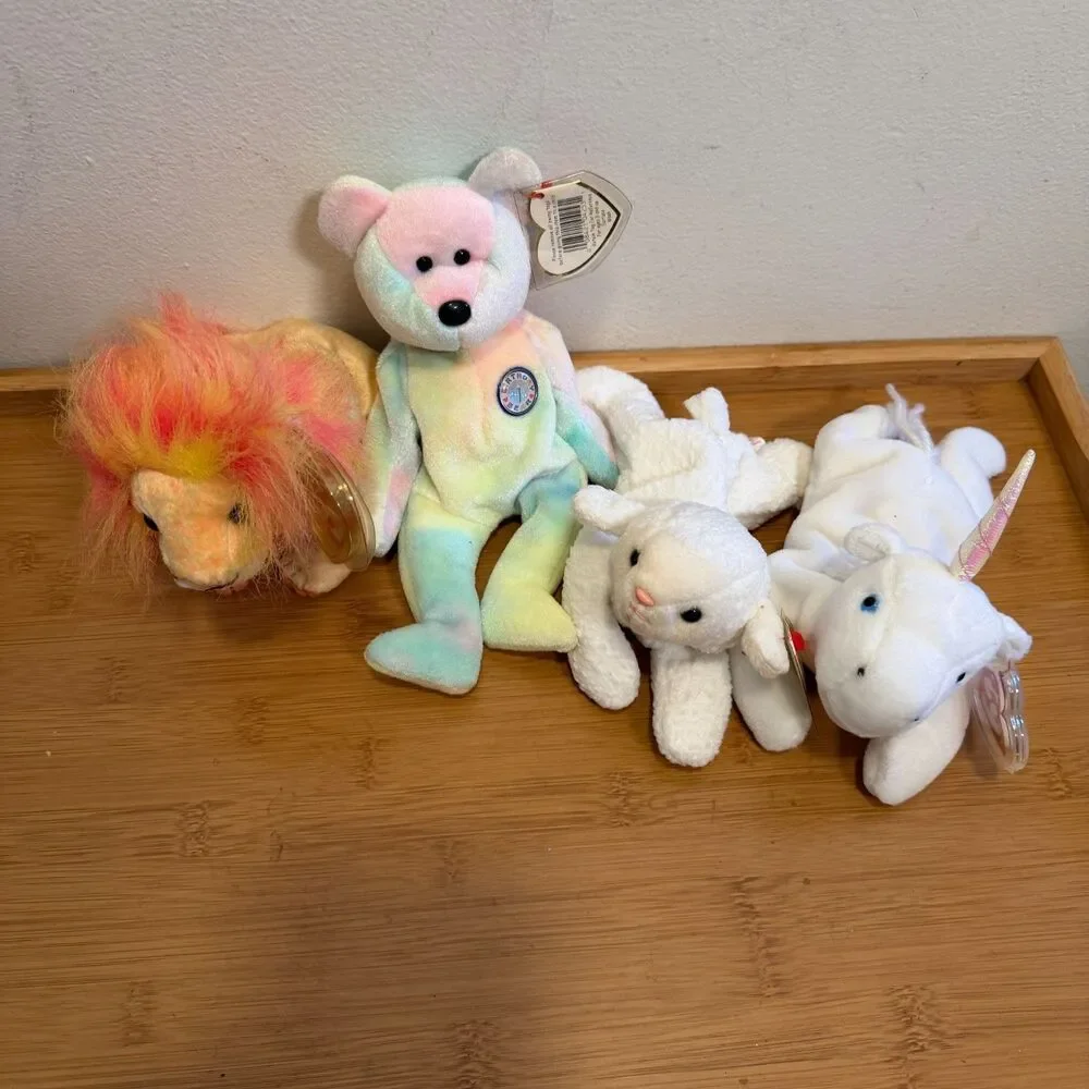 Ty Beanie Babies Lot of 4 BB Bear Bushy Fleece Mystic MWMT Plush Tags